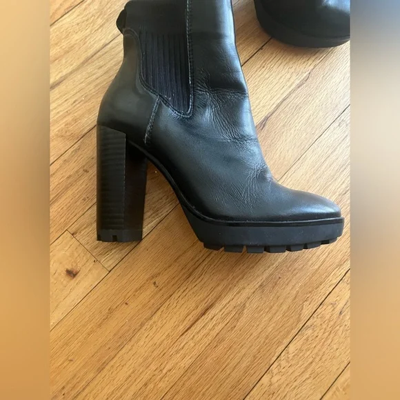 Women's Black Leather Boots - Picture 3 of 4